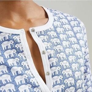 Roller Rabbit Elephant Pajama Top Size XL Blue Long Sleeve Pima Cotton Soft‎ PJ